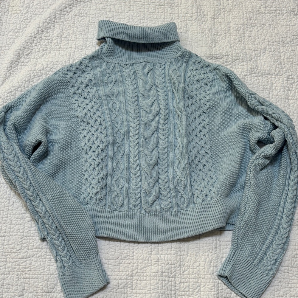 GAP Women's Cowl Neck Sweater - Soft Blue